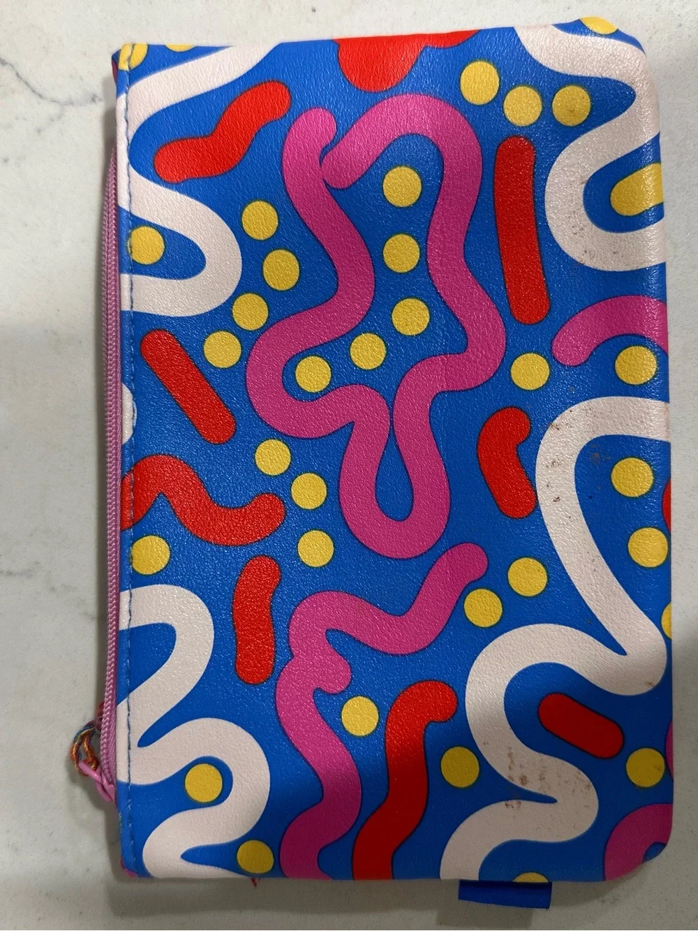Colorful Abstract Print Women’s Pouch - Blue Pink Red Yellow